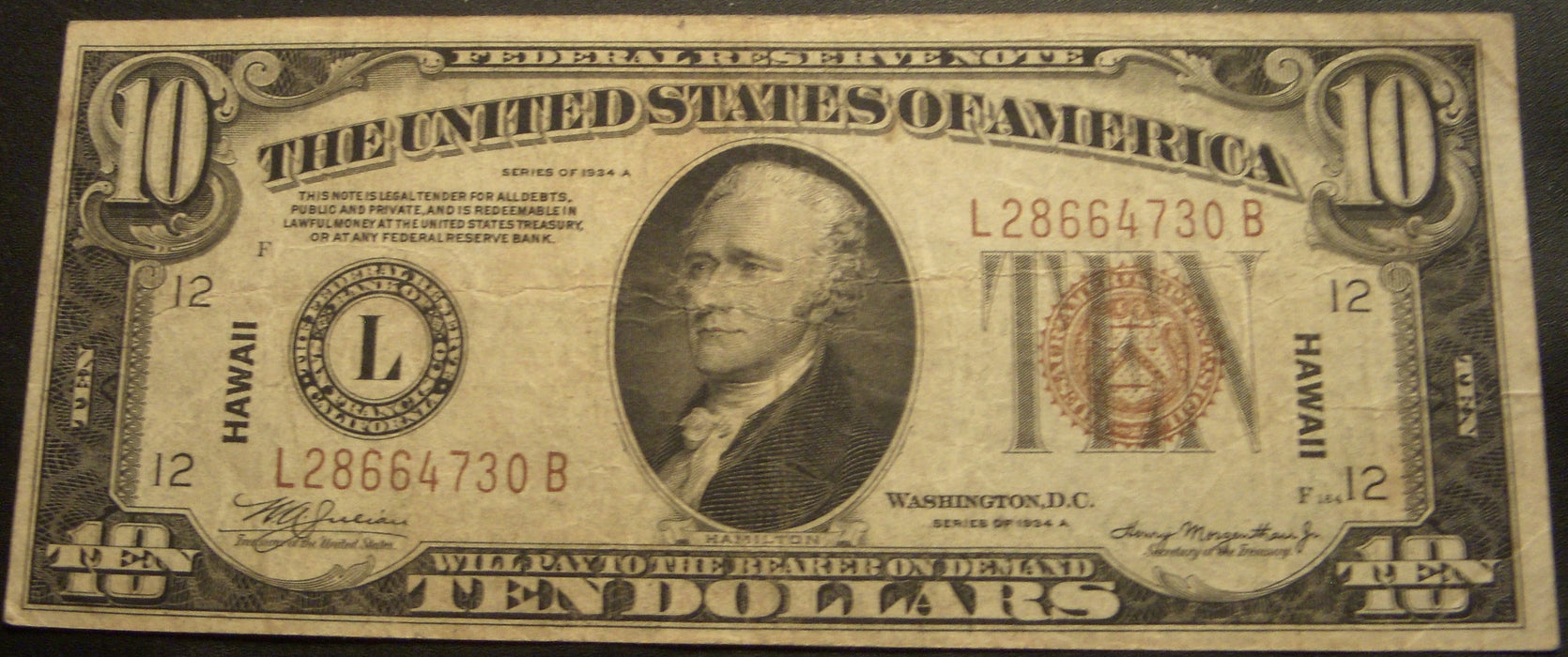 1934A Hawaii $10 Federal Reserve Note - FR# 2303