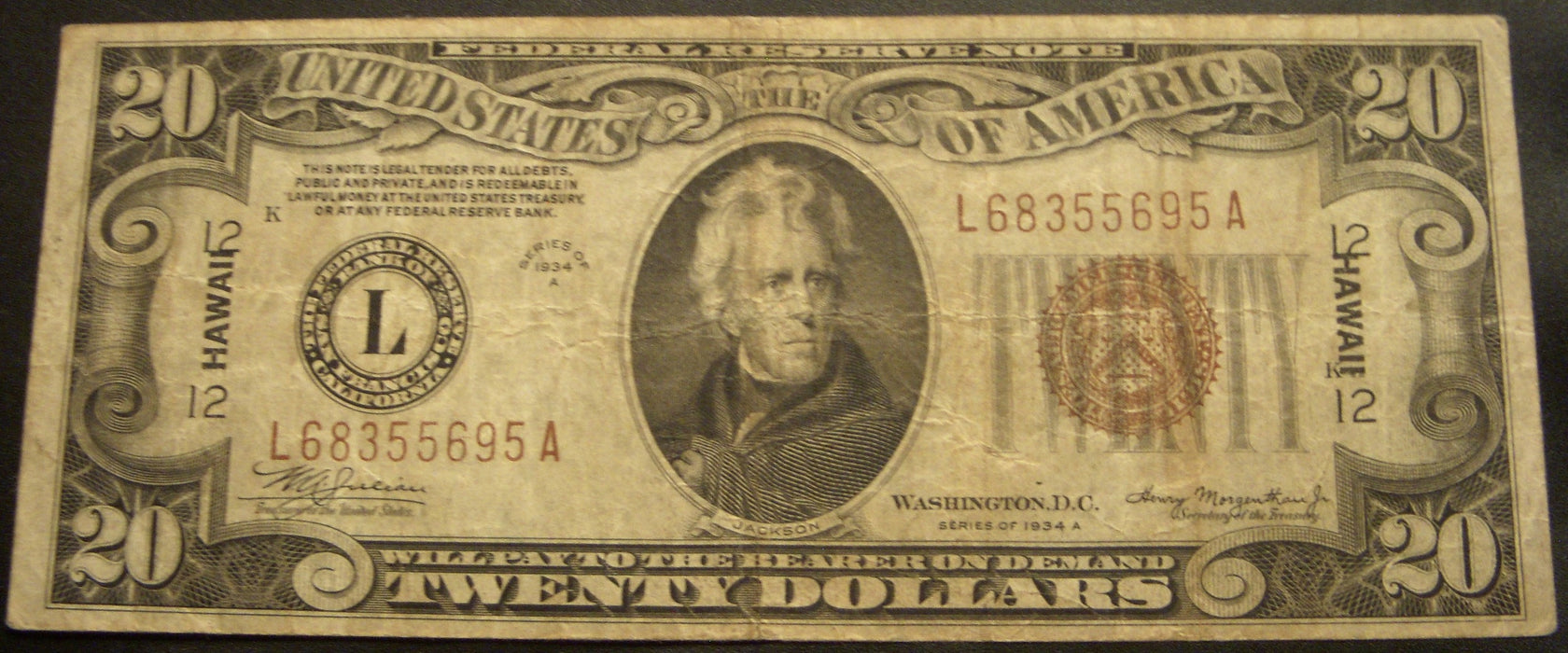 1934A Hawaii $20 Federal Reserve Note - FR# 2304