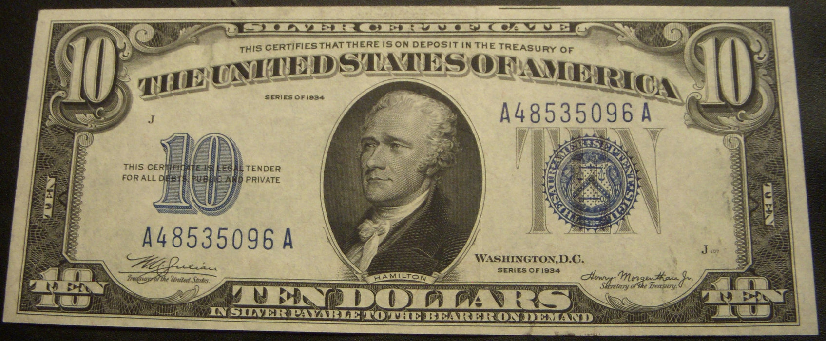 1934 $10 Silver Certificate - FR# 1650
