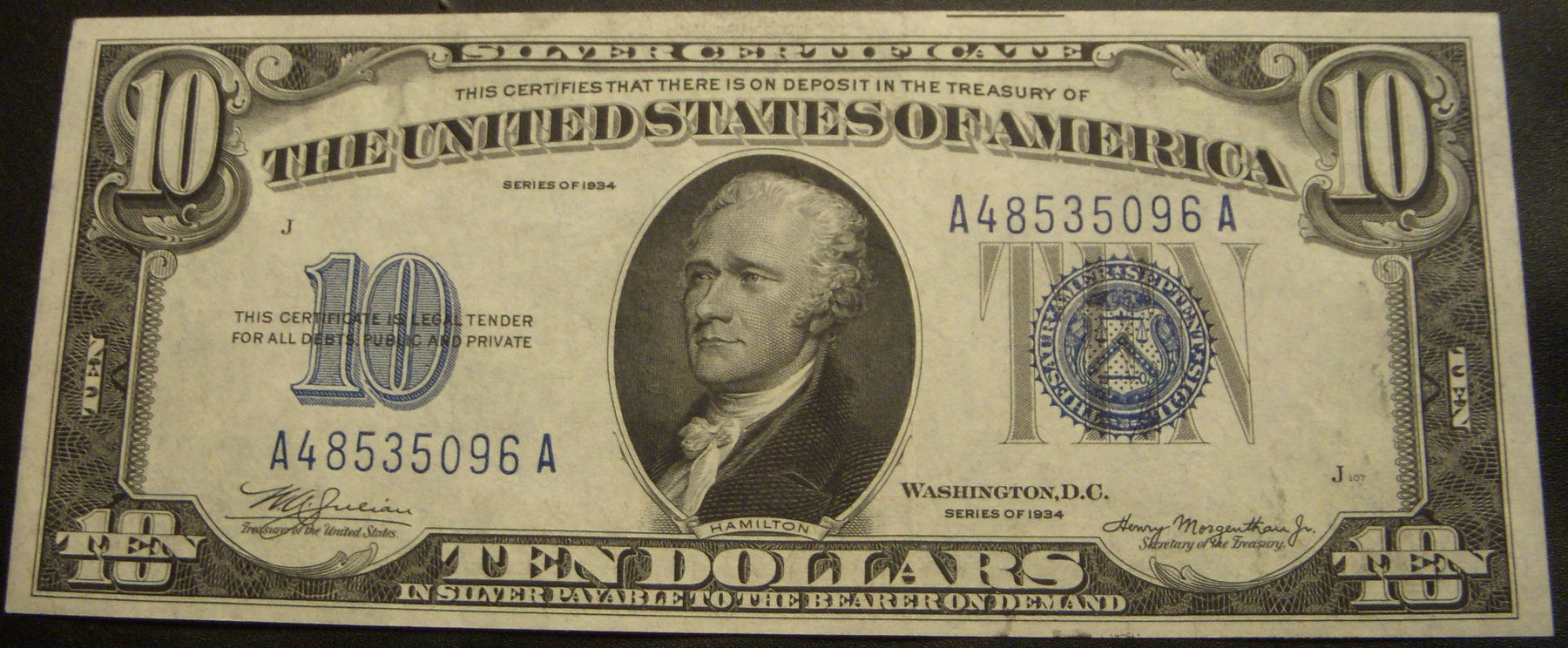 1934 $10 Silver Certificate - FR# 1650