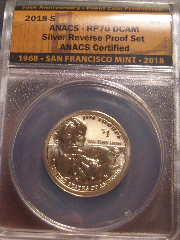 2018-S Native American Dollar - ANACS Reverse Proof PF 70 DCAM