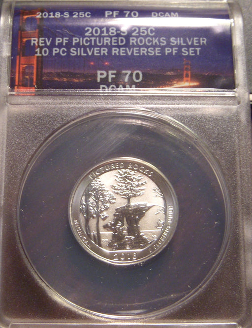 2018-S Picture Rock Quarter - ANACS Silver Reverse Proof PF 70 DCAM