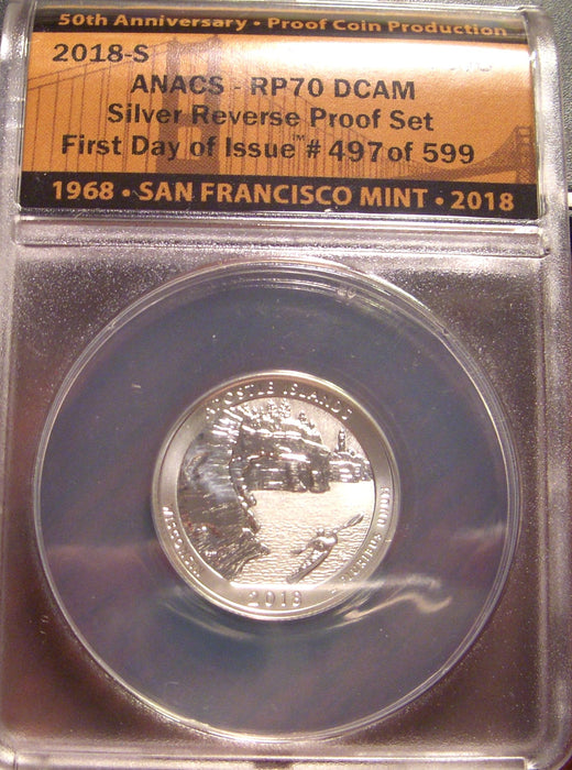 2018-S Apostle Island Quarter - ANACS Silver Reverse Proof PF 70 DCAM