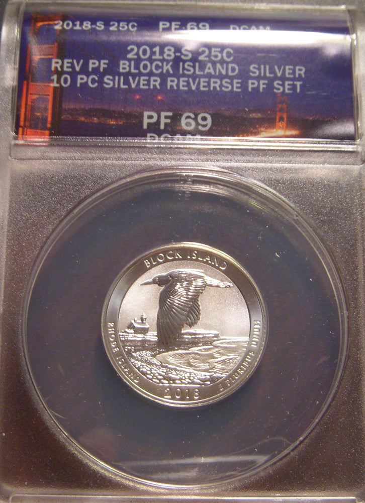 2018-S Block Island Quarter - ANACS Silver Reverse Proof PF 69 DCAM