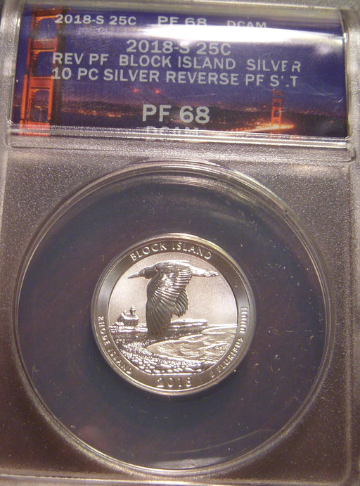 2018-S Block Island Quarter - ANACS Silver Reverse Proof PF 68 DCAM