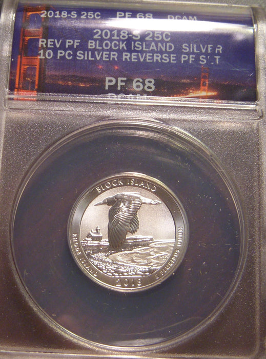 2018-S Block Island Quarter - ANACS Silver Reverse Proof PF 68 DCAM