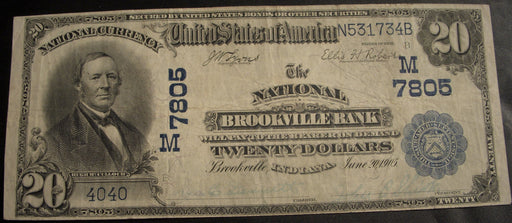 1902DB $20 National Bank Note - The National Brookville, IN Bank# 7805