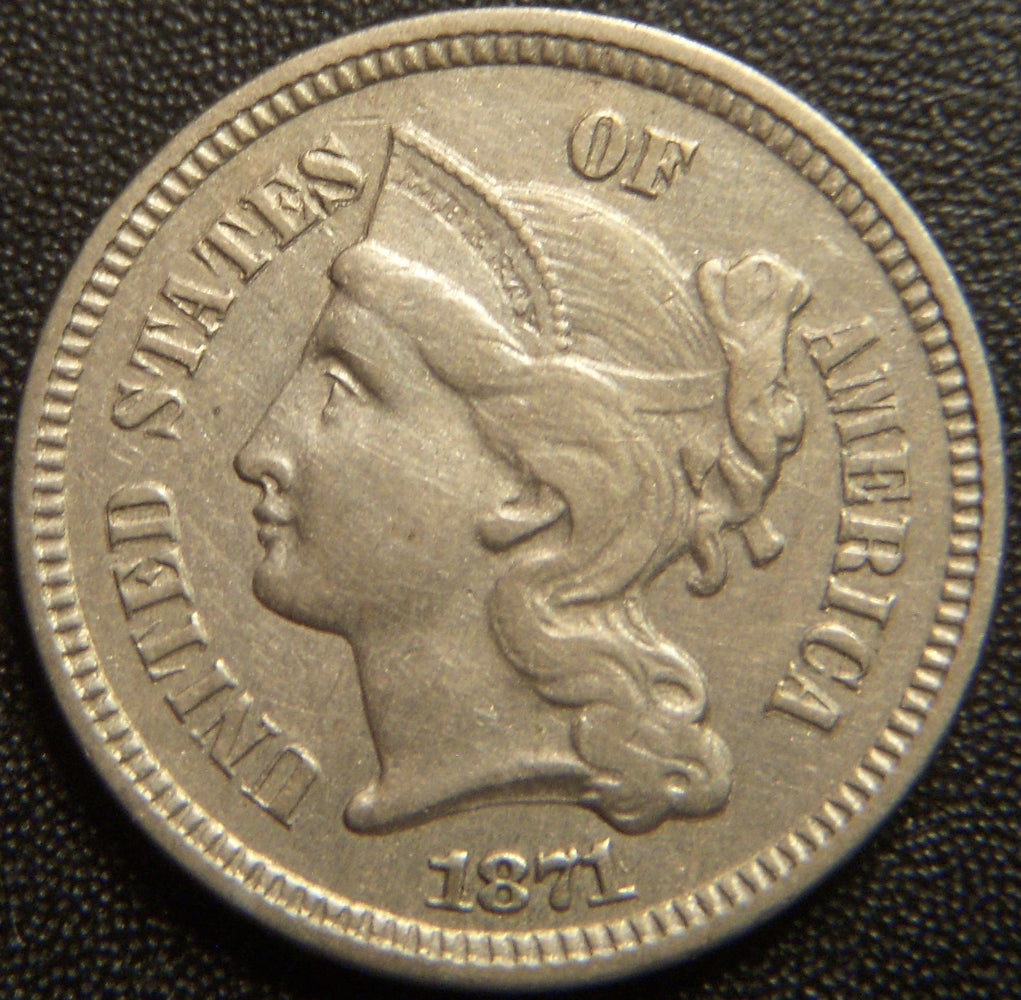 1871 Three Cent - Extra Fine