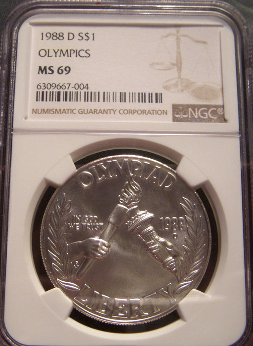 1988-D Olympic Uncirculated Silver Dollar - NGC MS 69
