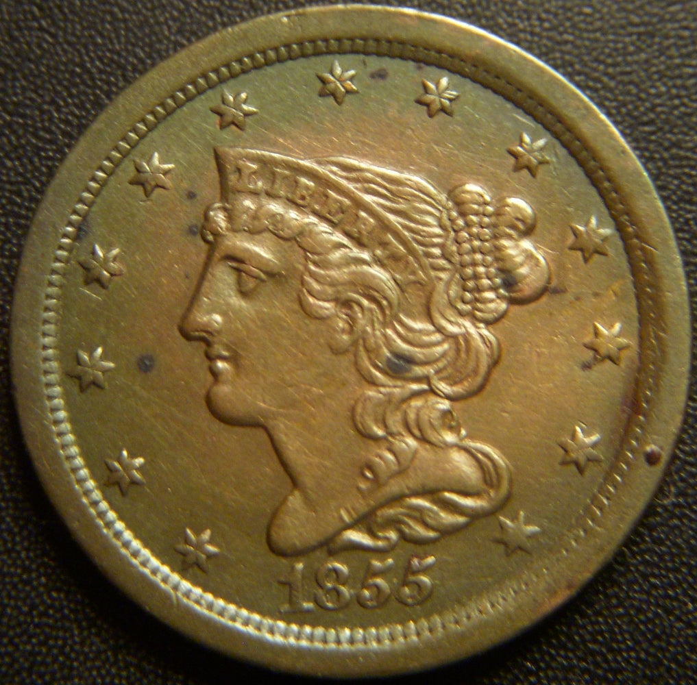 1855 Half Cent - AU+