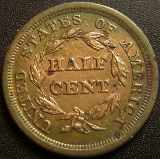 1855 Half Cent - AU+