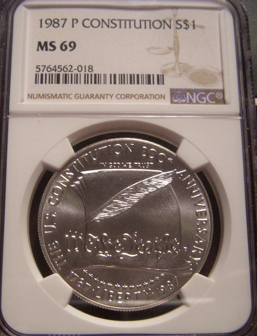 1987-P Constitution Uncirculated Silver Dollar - NGC MS 69