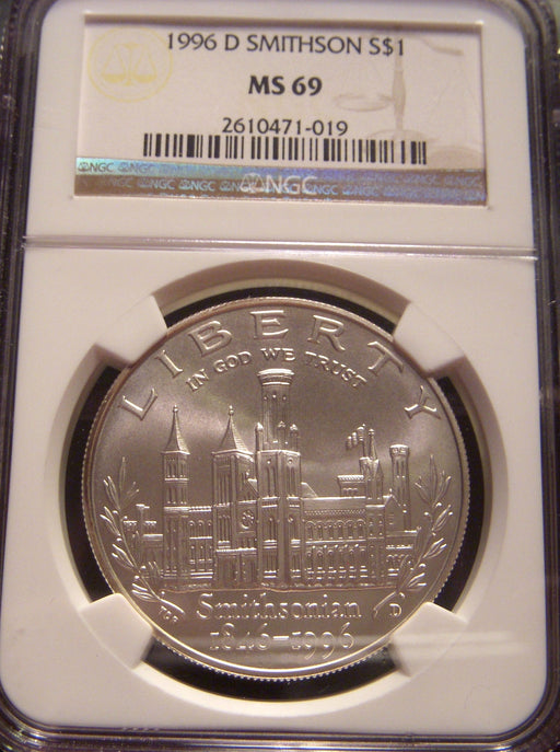 1996-D Smithsonian Uncirculated Silver Dollar - NGC MS 69