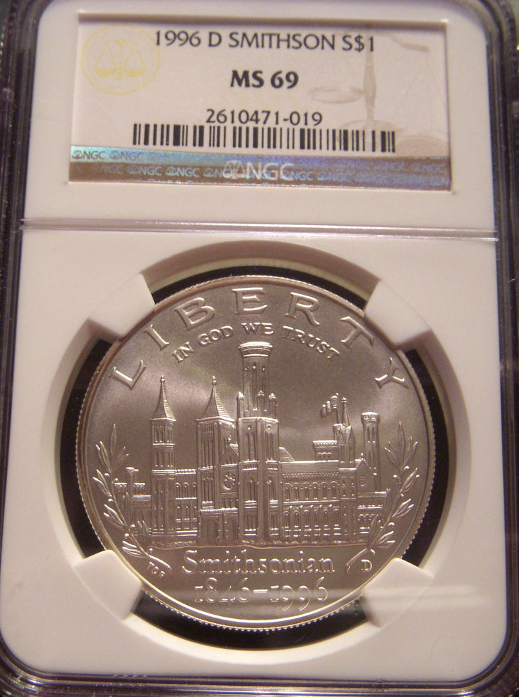 1996-D Smithsonian Uncirculated Silver Dollar - NGC MS 69