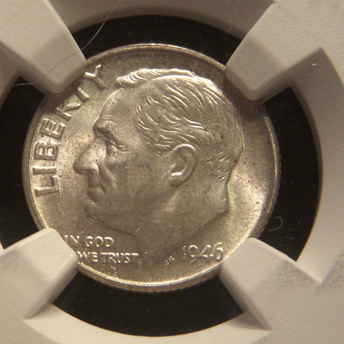 1946 Roosevelt Dime - NGC MS 64