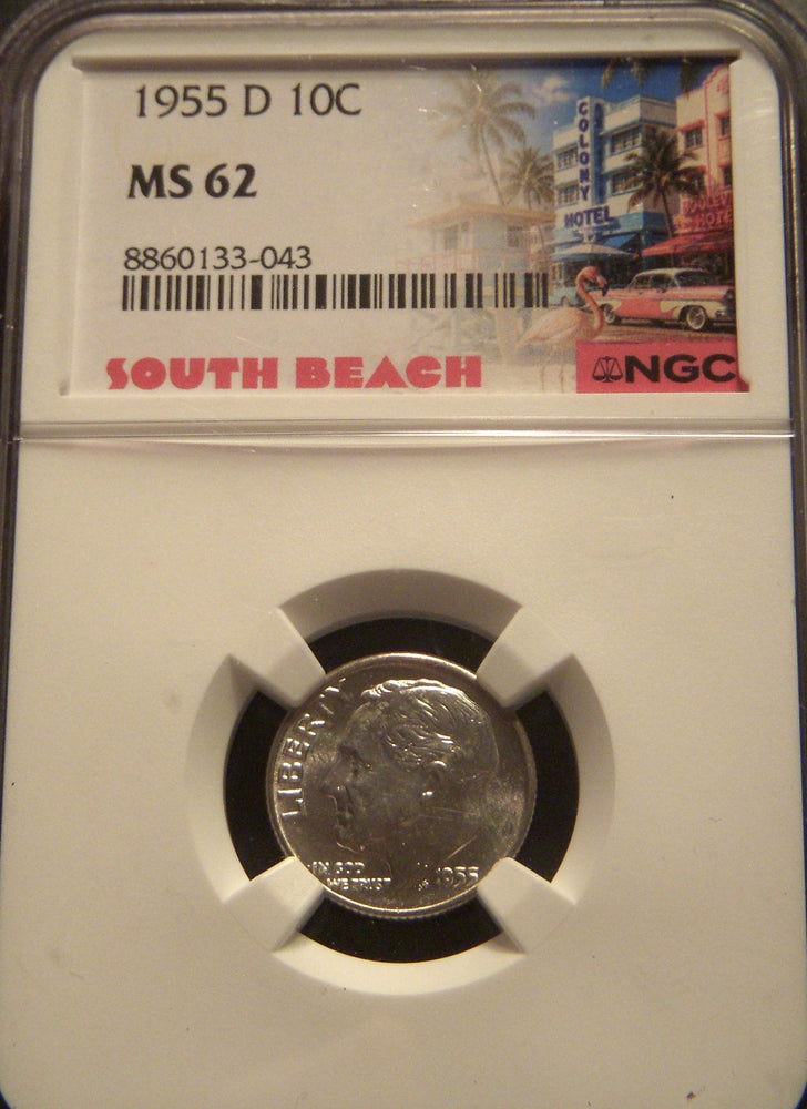 1955-D Roosevelt Dime - NGC MS 62