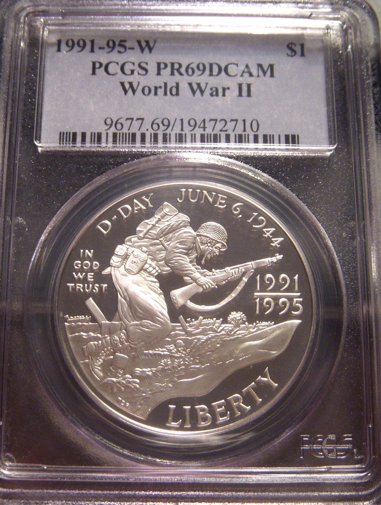 1991-1995 - W World War II Proof Silver Dollar - PCGS PF69DCAM
