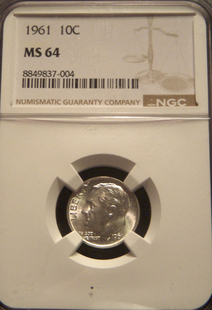 1961 Roosevelt Dime - NGC MS 64