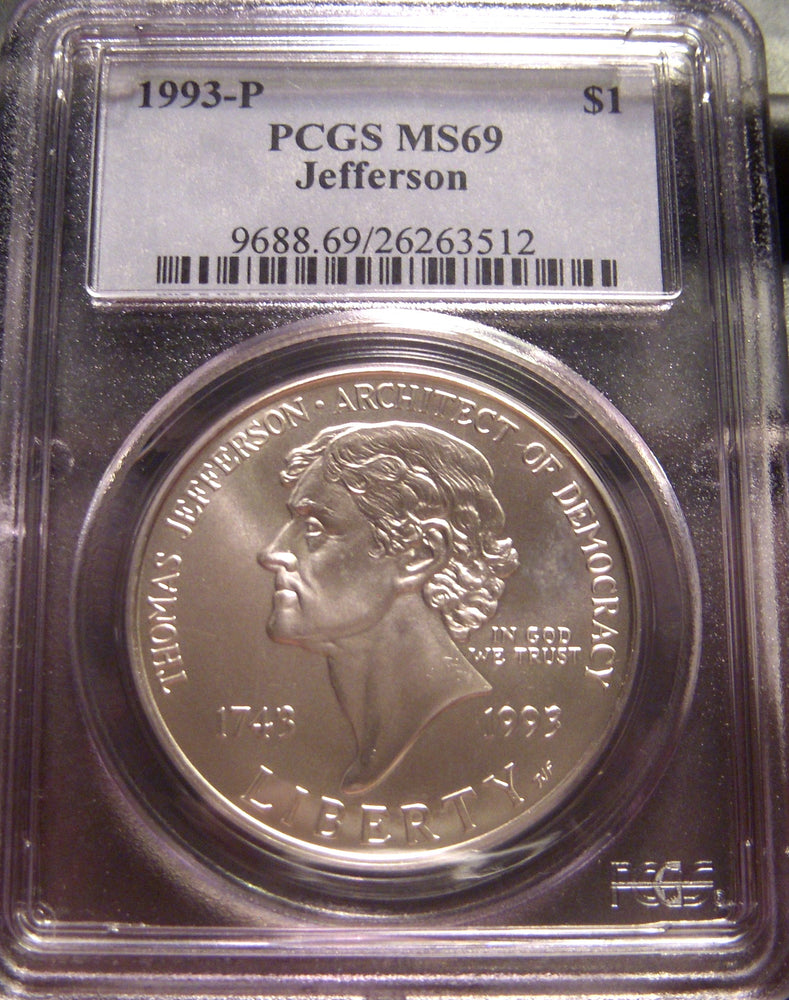 1993-P Jefferson Uncirculated Silver Dollar - PCGS MS 69