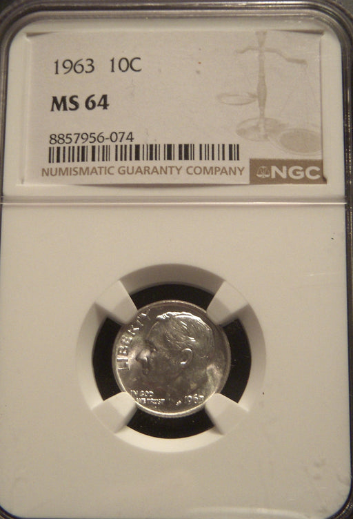 1963 Roosevelt Dime - NGC MS 64