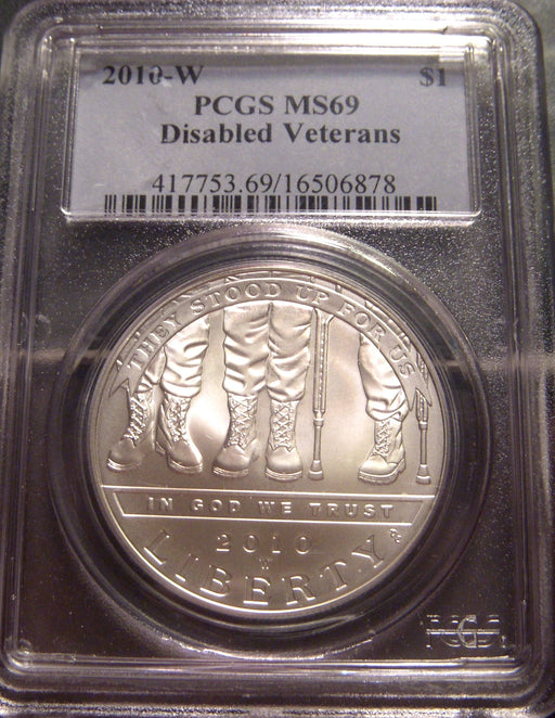 2010-W Disabled Veterans Uncirculated Silver Dollar - PCGS MS 69