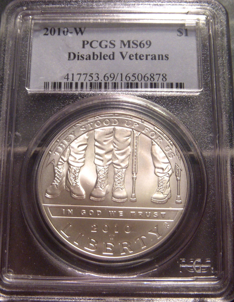 2010-W Disabled Veterans Uncirculated Silver Dollar - PCGS MS 69
