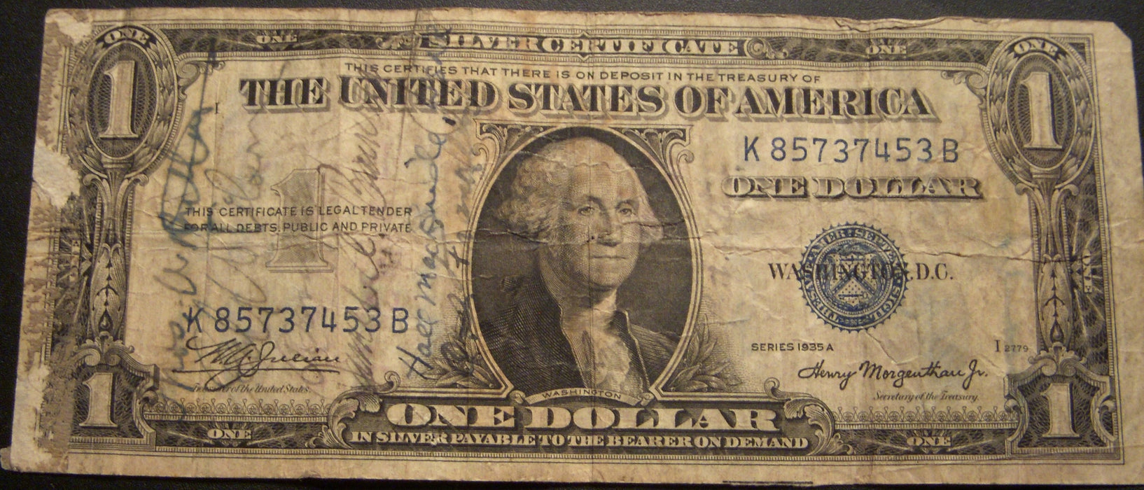 1935A $1 Silver Certificate - Short Snort Note