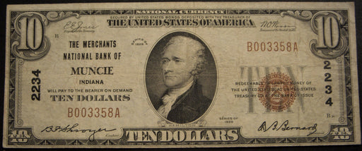 1929 $10 National Bank Note - Muncie, IN Bank# 2234