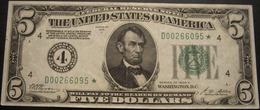 1928A (4) $5 Federal Reserve Note - FR# 1951D* STAR Note