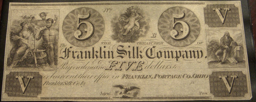 $5 Franklin Silk Co. Portage, OH Obsolete Note
