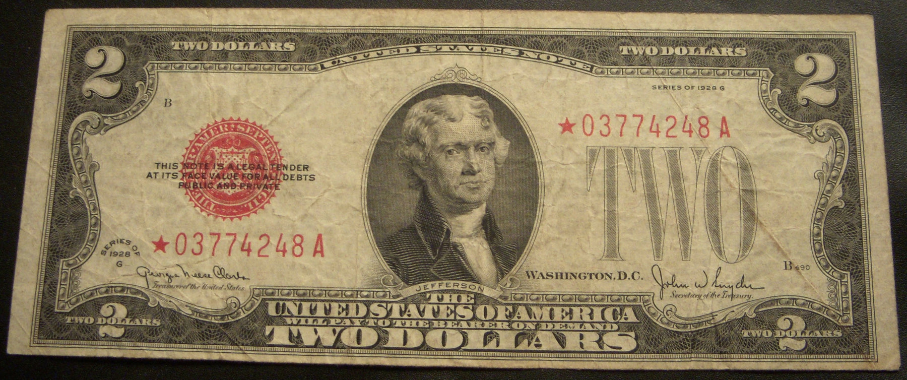 1928G $2 United States Note - FR# 1508* STAR Note