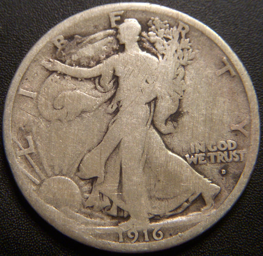 1916-D Walking Half Dollar - Good