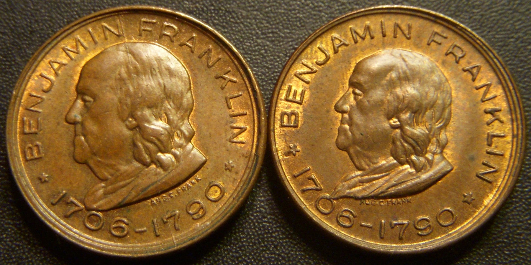 1706 - 1790 B. Franklin Memorial Souvenir Token