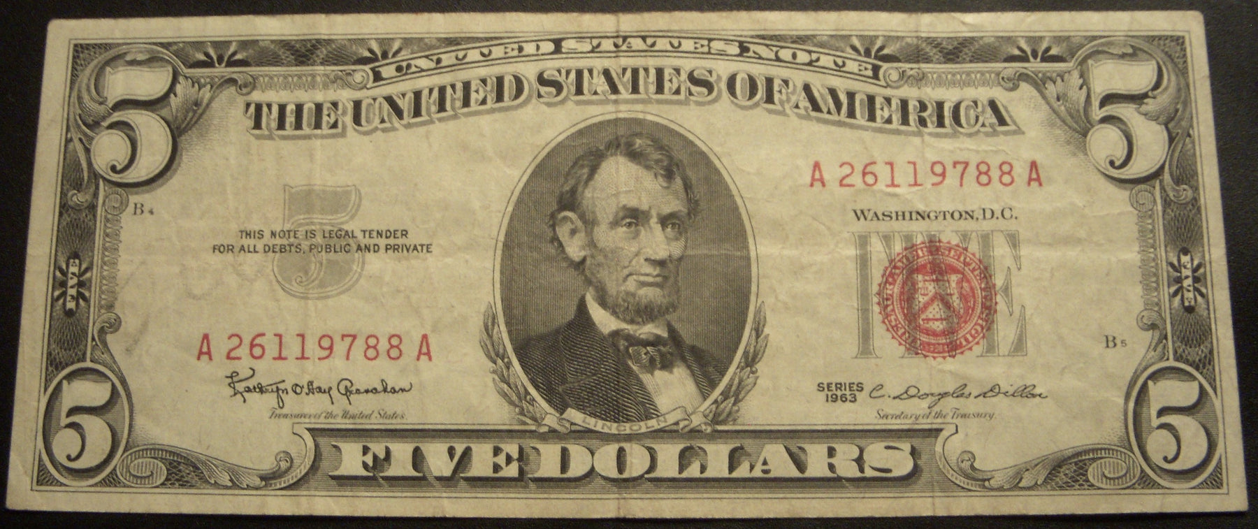 1963 $5 United States Note - FR# 1536