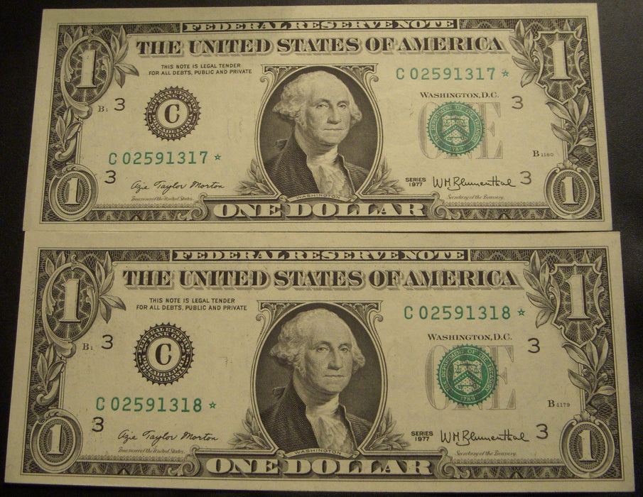 1977 (C) $1 Federal Reserve Note - FR# 1910C* STAR Note