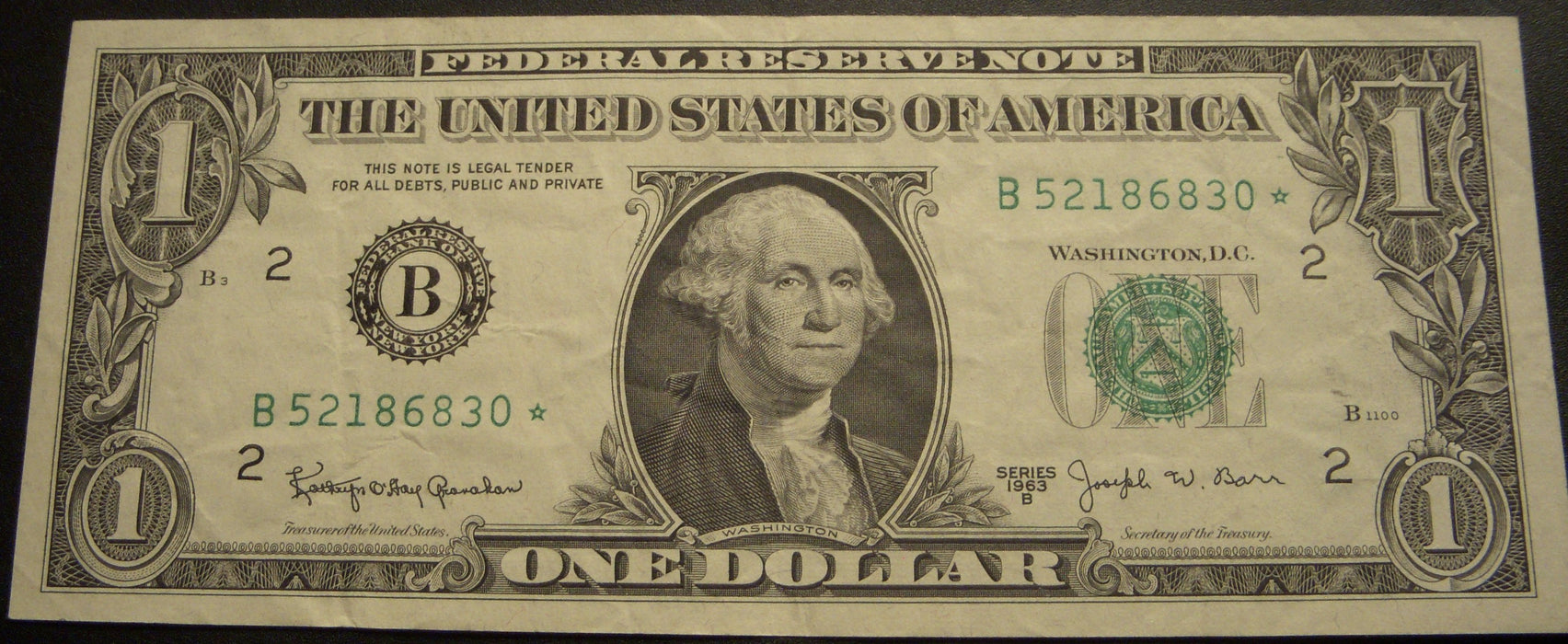 1963B (B) $1 Federal Reserve Note - FR# 1902B* STAR Note