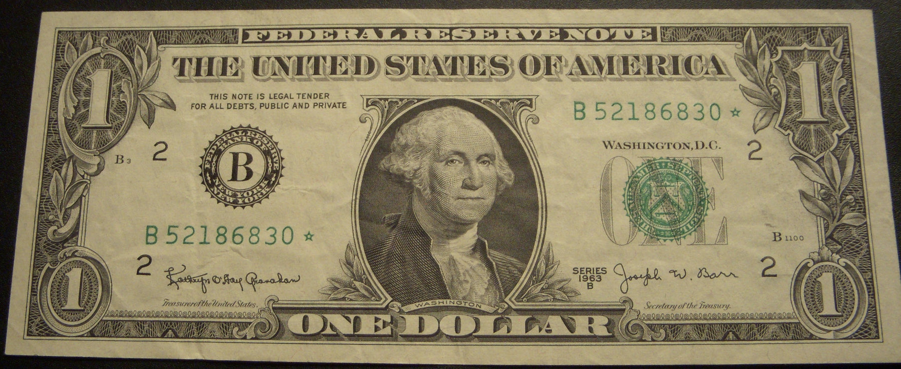 1963B (B) $1 Federal Reserve Note - FR# 1902B* STAR Note