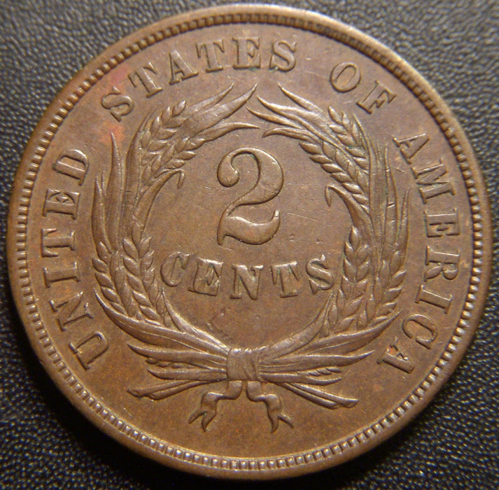 1865 Two Cent - AU55