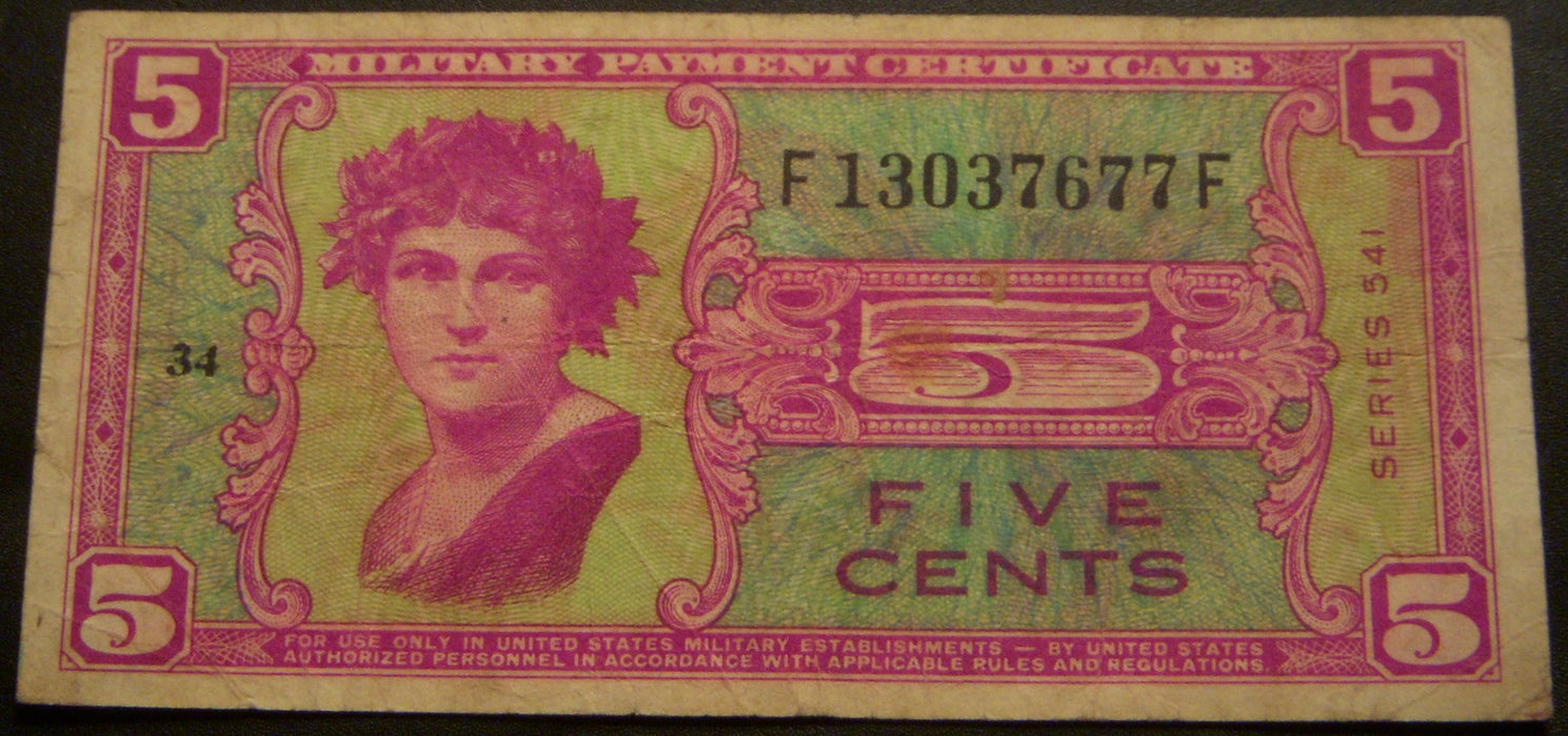 5 Cents Military Payment Certificate - Series 541