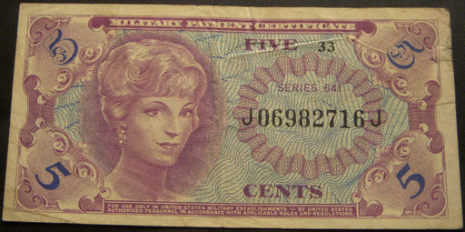 5 Cents Military Payment Certificate - Series 641