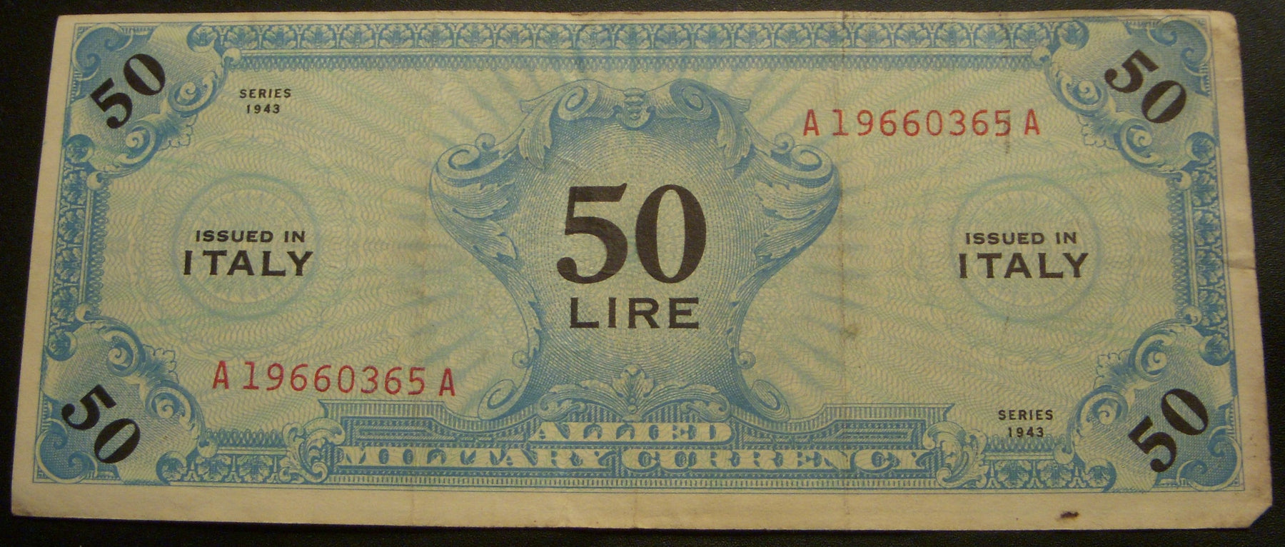 1943 50 Lire Note - Italy Allied Military Currency