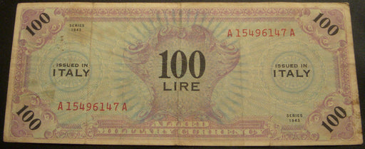 1943 100 Lire Note - Italy Allied Military Currency