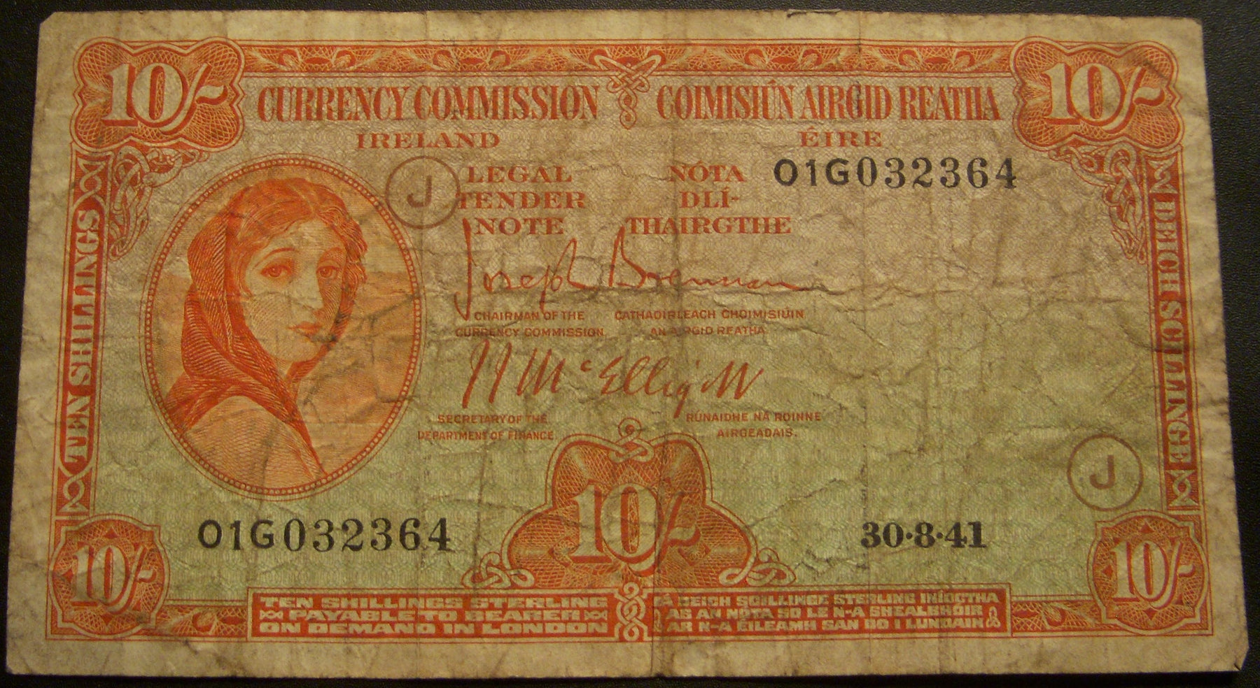 1941 10 Schillings Note - Ireland