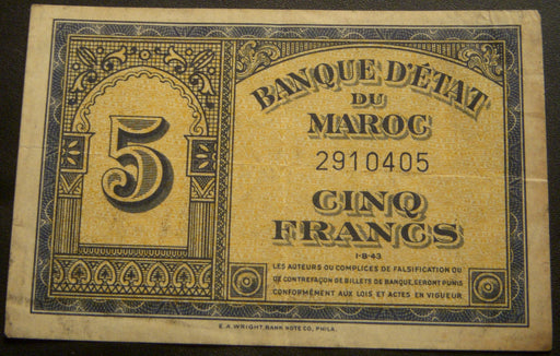 1943 5 Francs Note - Morocco