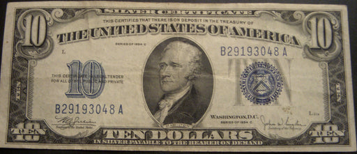 1934C $10 Silver Certificate - FR# 1704