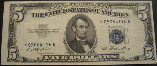 1953 $5 Silver Certificate - FR# 1655* STAR Note