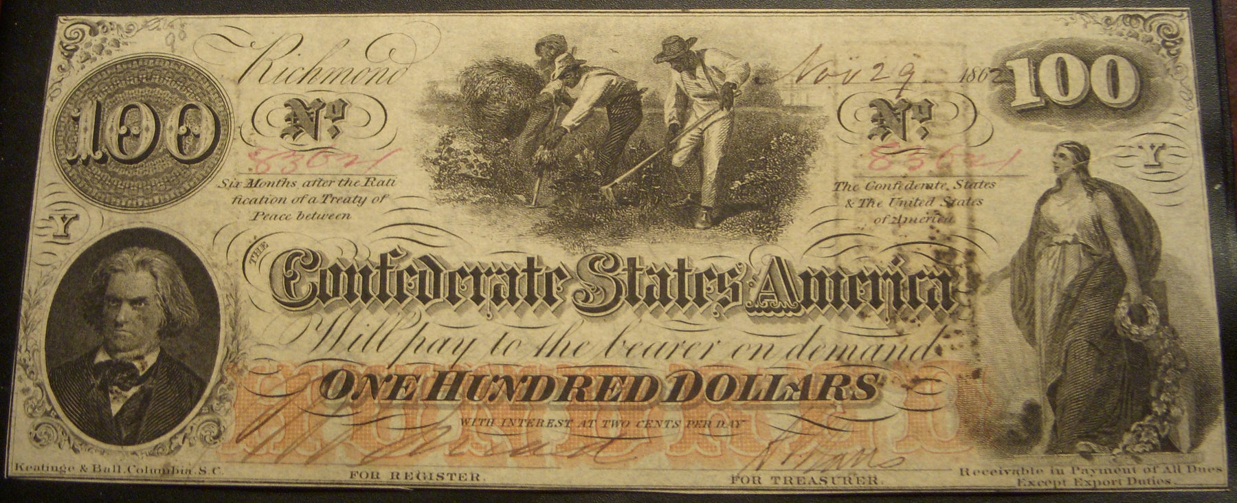 1862 $100 Confederate States of America - T42-2