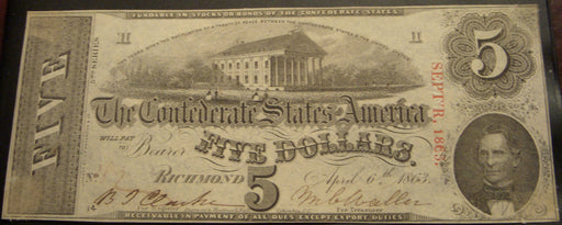 1863 $5 Confederate States of America - T60