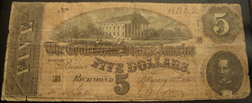 1864 $5 Confederate States of America - T69