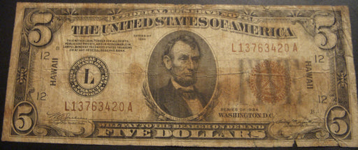 1934 Hawaii $5 Federal Reserve Note - FR# 2301
